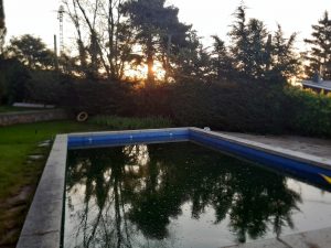 piscina atardecer